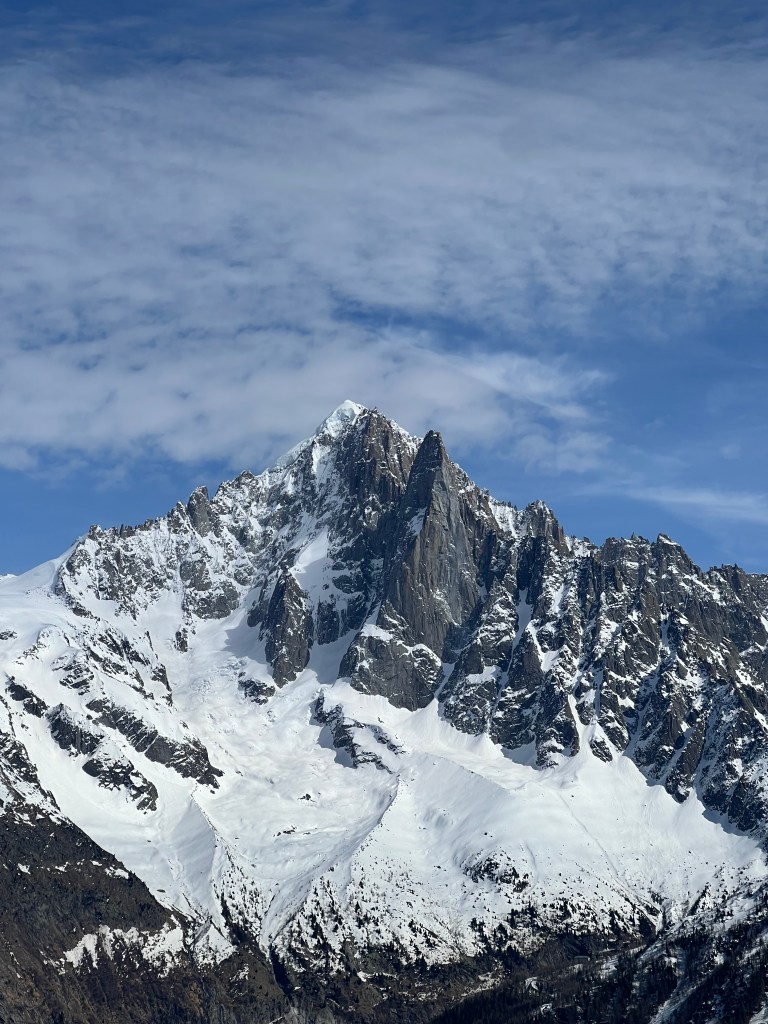 Snow-covered peak of the Aiguilles above Chamonix, French Alps - nature photography by Sakine Gulec