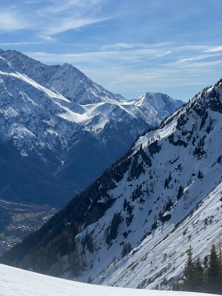 Snowy alpine slopes above the Chamonix valley, France - photograph by Sakine Gulec